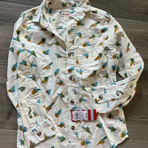 Boys dinosaur print button down shirt